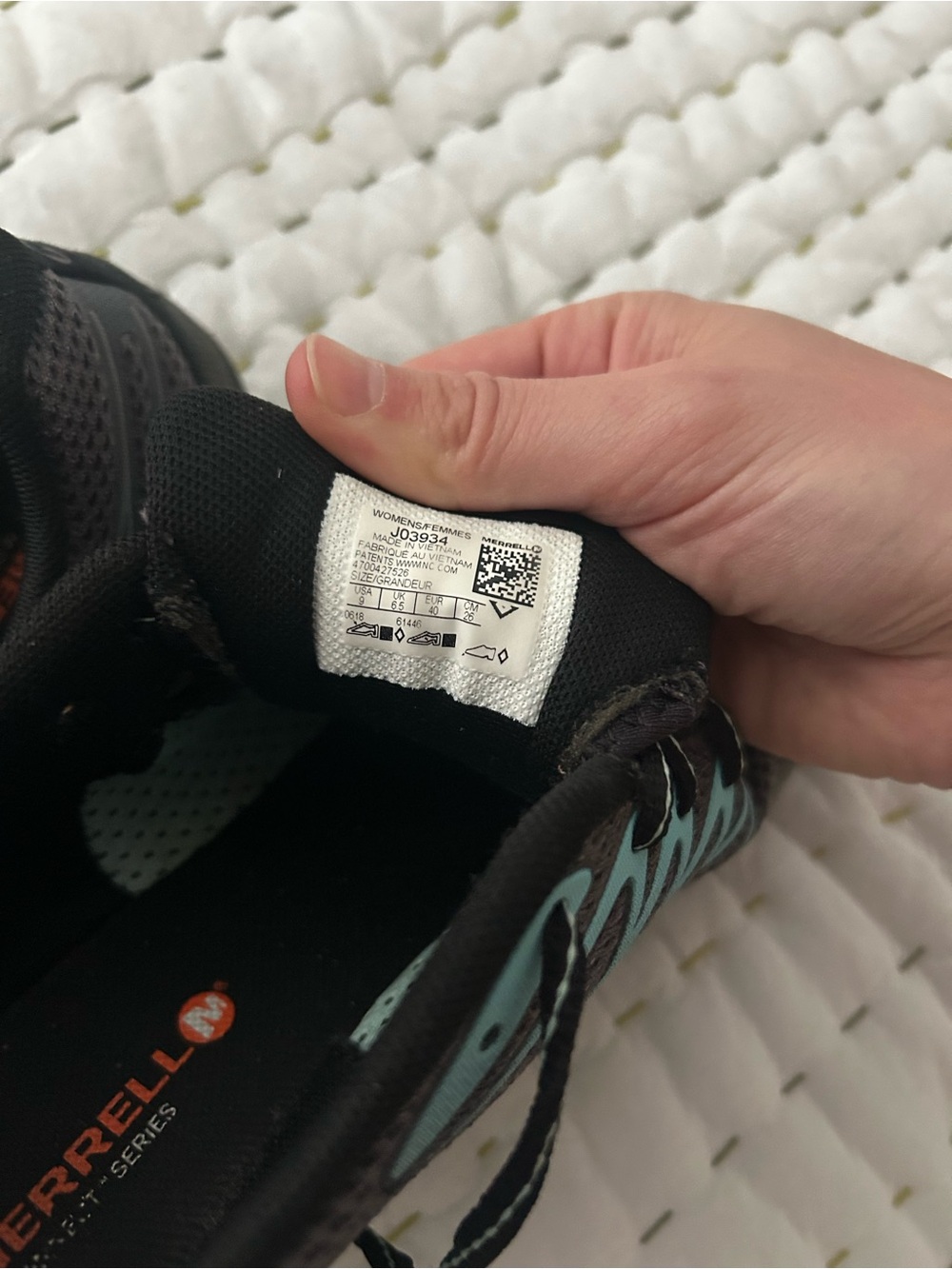 Merrell Women's Black with Teal Accent Trail Sneakers - Picture 2 of 3